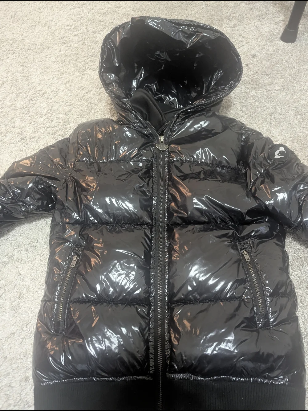 Appaman Black Shiny Puffer Jacket with Hood